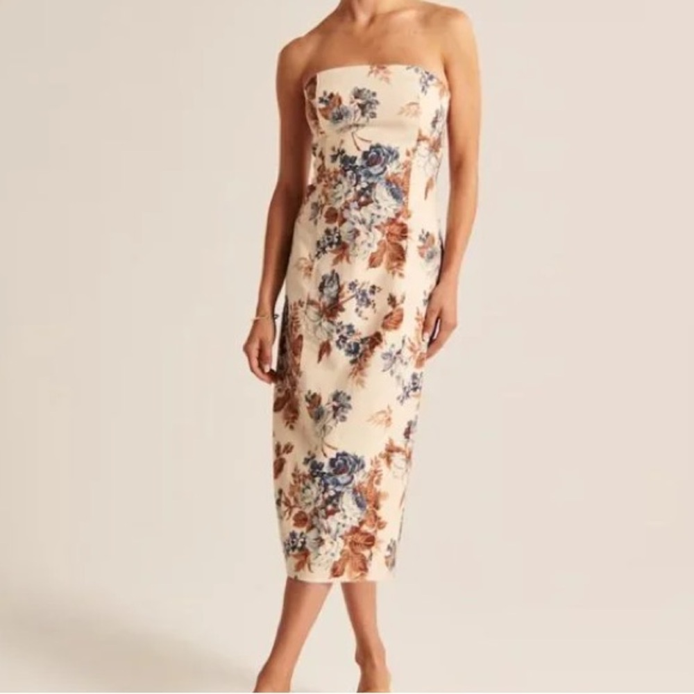 Abercrombie Linen Blend Floral Midi Dress